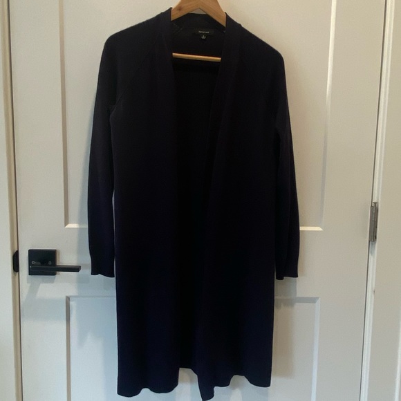 Verve Ami Women’s Navy Open Front Knit Cardigan Duster Size Small - Picture 2 of 5